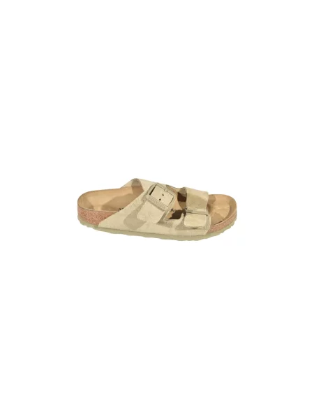 Klapki Birkenstock skórzane beżowe