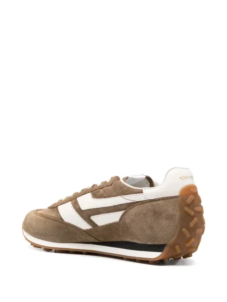 Ριγέ sneakers Tom Ford με κορδόνια με δαντέλα καφέ