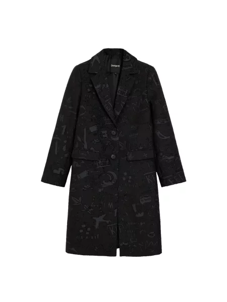 Desigual Palton de primăvară-toamnă gri metalic negru