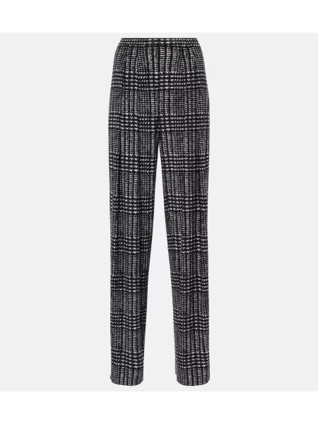 Pantaloni Norma Kamali în carouri plisate verde