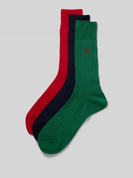 Skarpety z wyhaftowanym logo w zestawie 3 szt. w pudełku prezentowym Polo Ralph Lauren Underwear granatowe