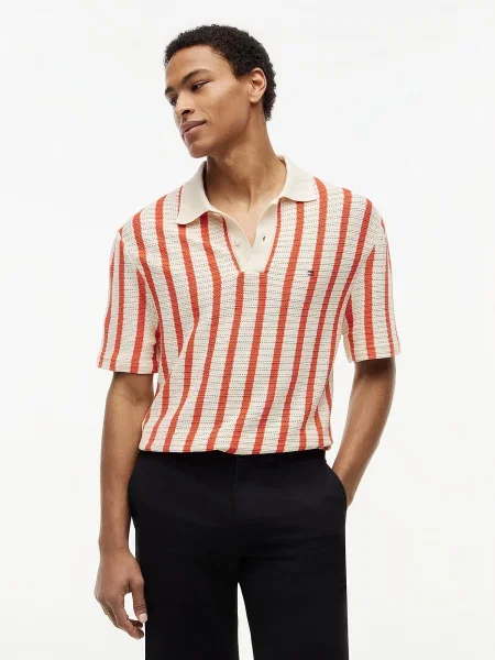TOMMY HILFIGER Tričko tmavooranžová / šedobiela