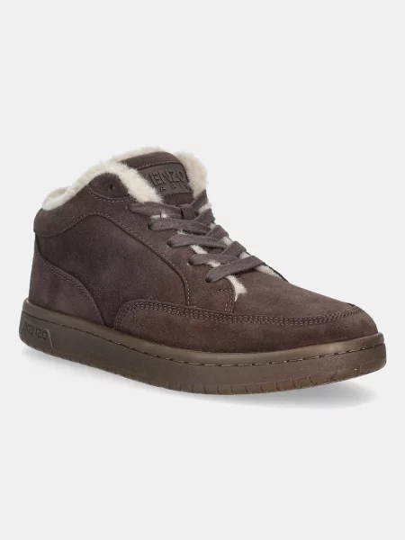 Велурени маратонки Kenzo Dome Mid Top Sneakers кафяво