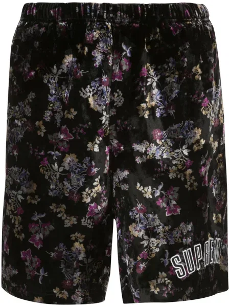 Pantaloni scurți Supreme din velur cu model floral cu imagine negru
