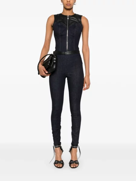 Leggings Mitiliane Couture din piele albastru