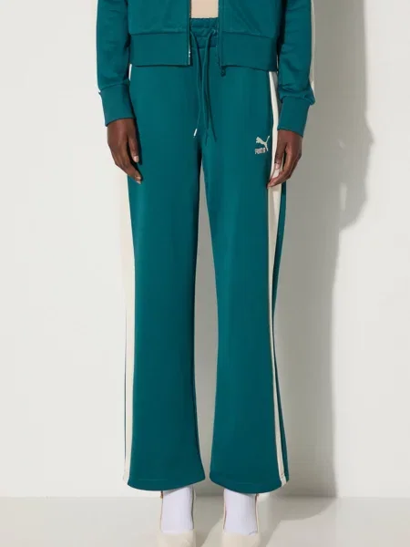 Puma spodnie dresowe Iconic T7 Straight Leg Track Pants wzorzyste zielony