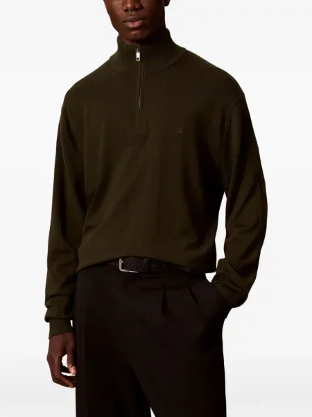 Pulover Calvin Klein cu broderie verde