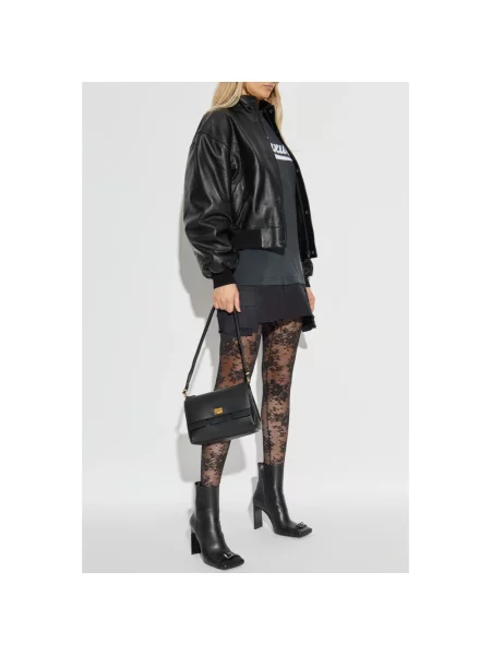 Lniane rajstopy Balenciaga w kwiatki czarne