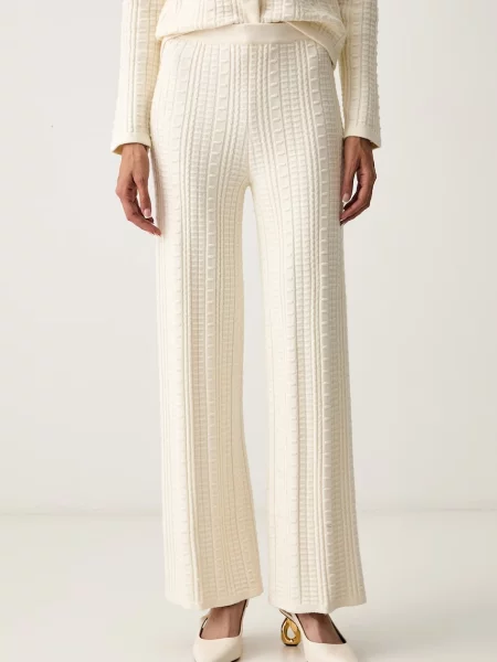Twinset pantaloni pentru femei cu vâscoză bej
