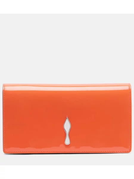 Geantă plic Christian Louboutin din piele de lac portocaliu