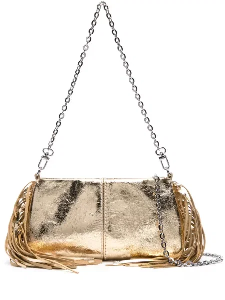 Geanta de piele Maje din piele auriu