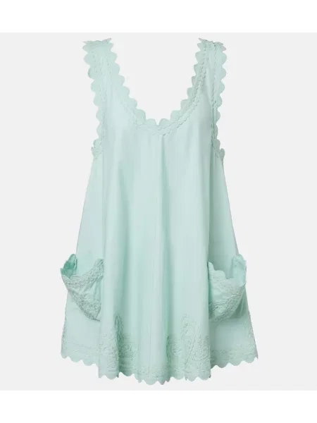 Rochie Juliet Dunn cu broderie din poplin verde