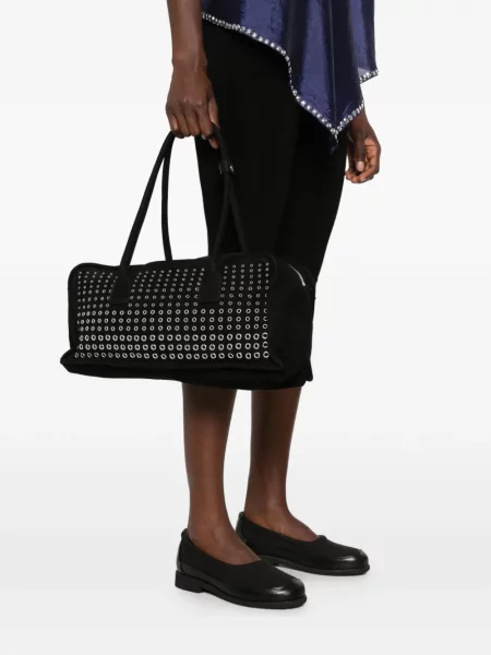 Geantă shopper Gimaguas din piele de căprioară negru