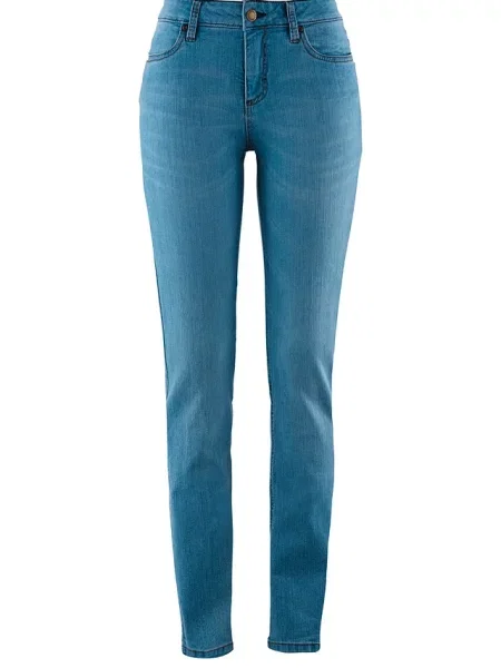 Jeansy skinny ze stretchem mid waist niebieskie