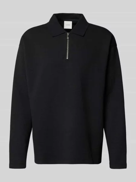 Bluza z kołnierzykiem polo i zamkiem błyskawicznym Ck Calvin Klein czarna