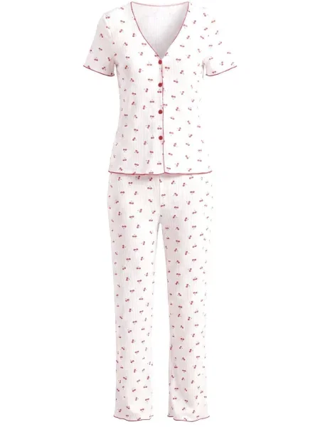 Trendyol Pijama verde / roșu alb