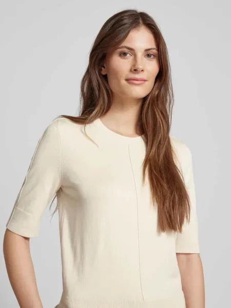 Sweter z dzianiny z prążkowanymi wykończeniami model ‘Tsumi’ Someday beżowy