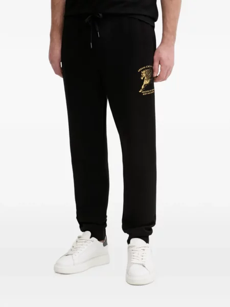 Pantaloni Armani Exchange cu imagine alergare cu cordon negru