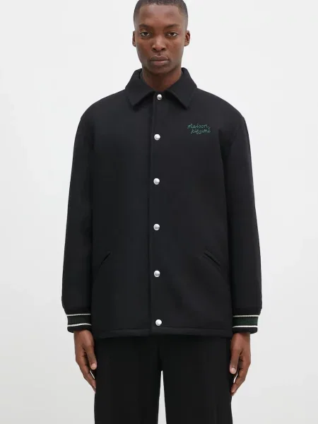 Vlněná bunda Maison Kitsuné Varsity přechodná černá