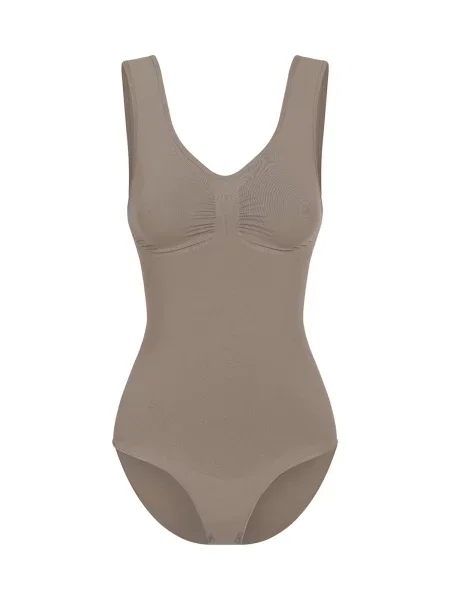 Cfab Alakformáló body Tank Bodysuit Sculpting Shapewear mit Slip taupe
