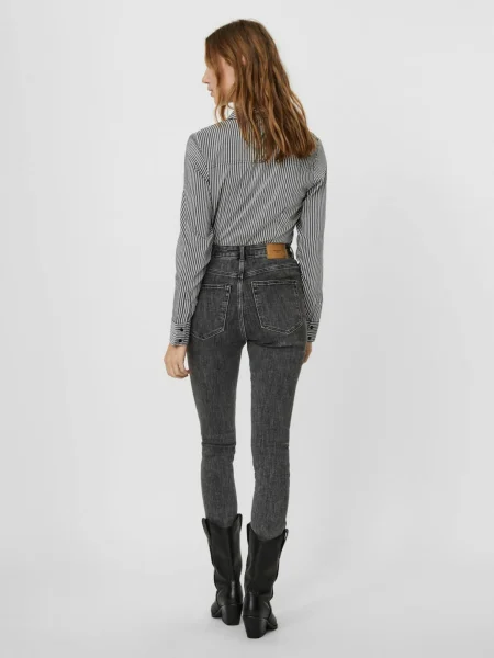 VERO MODA Bluză body ERIKA negru alb