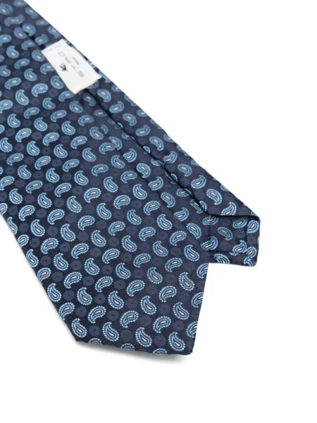 Šilkinis kaklaraištis Etro su paisley raštu mėlyna