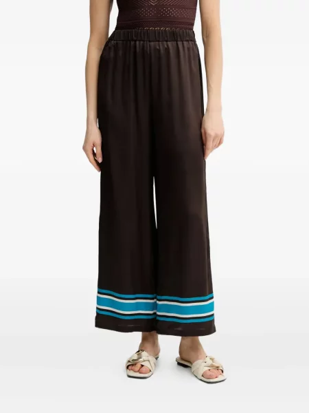 Pantaloni Luisa Spagnoli din satin cu dungi maro