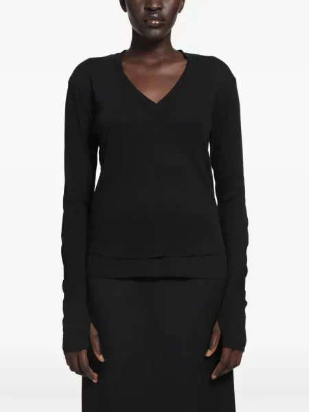 Tricou Thom Krom cu decolteu în V negru