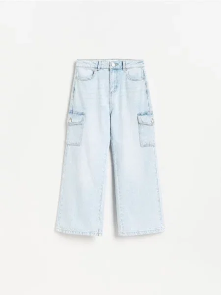 Reserved Джинси wide leg cargo синій