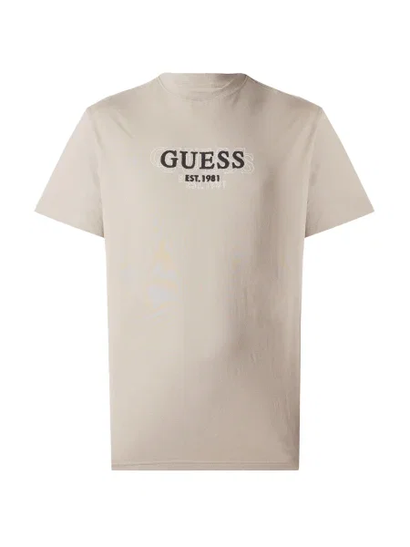 GUESS Tricou maro deschis negru