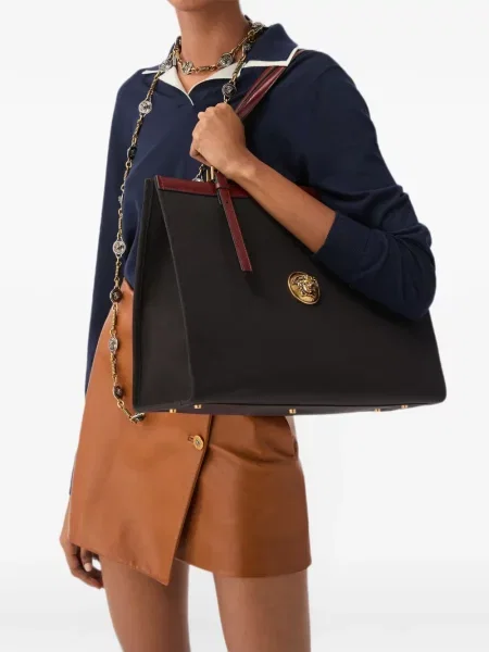 Geantă shopper Versace din canvas negru