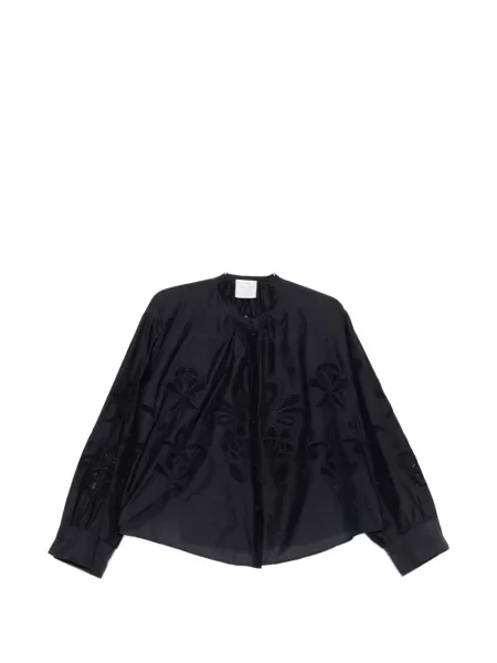 Bluză Forte_forte cu model floral cu aplicații lungă albastru