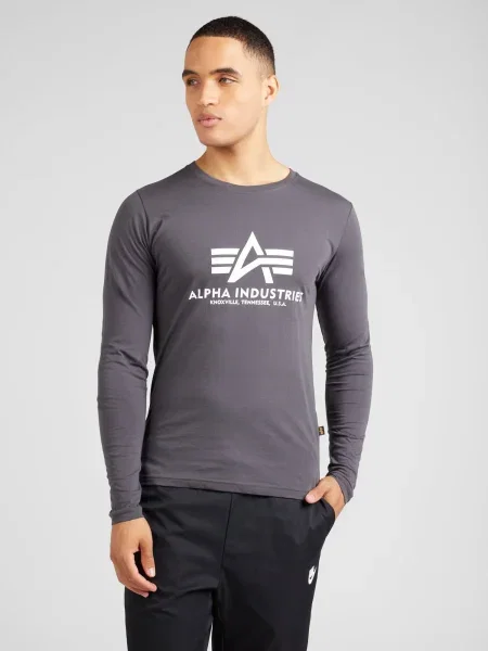 ALPHA INDUSTRIES Tricou gri închis alb