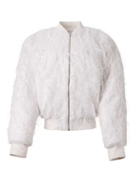 Geacă bomber Almaz cu paiete alb