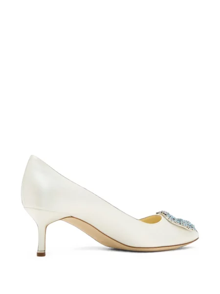 Pantofi cu toc Manolo Blahnik cu cataramă alb