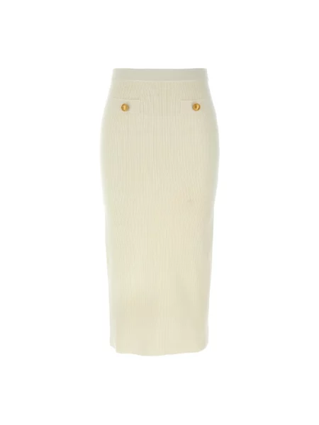 Spódnica midi Alessandra Rich wełniana do kolan biała