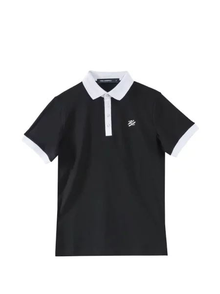 Tricou polo Karl Lagerfeld cu autograf negru