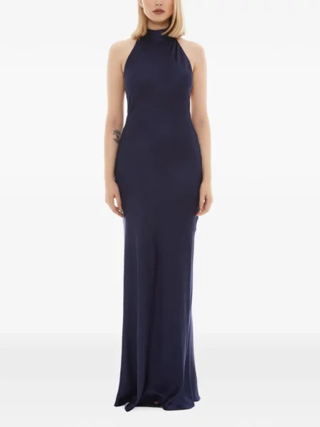 Rochie maxi Tessitura Body Couture cu gât halter cu spatele deschis albastru