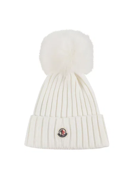 Czapka Moncler wełniana biała