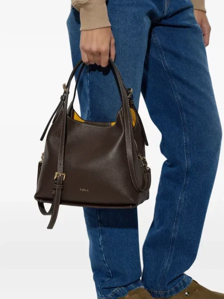 Geantă shopper Furla din piele maro