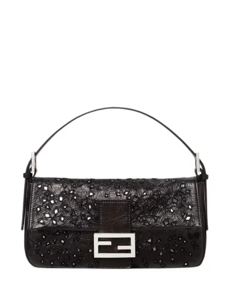 Kožená shopper kabelka Fendi černá