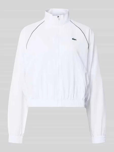 Kurtka treningowa o kroju relaxed fit z naszywką z logo Lacoste Sport biała