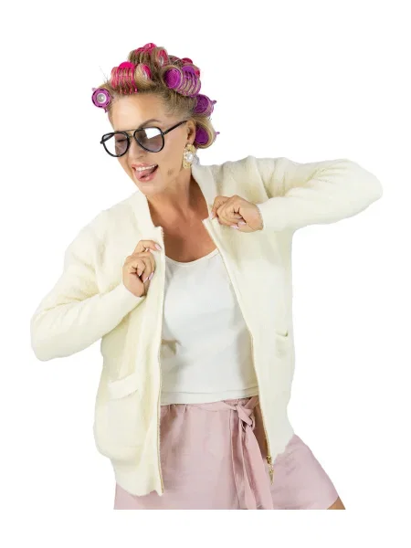 Cardigan Pri tricotate scurt alb