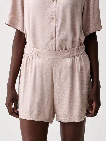 BOSS pyžamové šortky z viskózy B Monogram_Shorts béžové