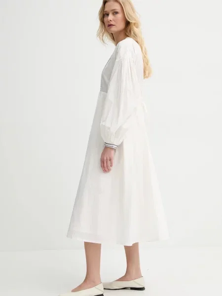 A.P.C. sukienka robe anni midi rozkloszowana beżowy