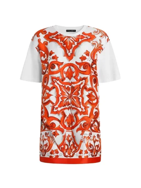 Rochie mini Dolce & Gabbana cu imagine din jerseu alb