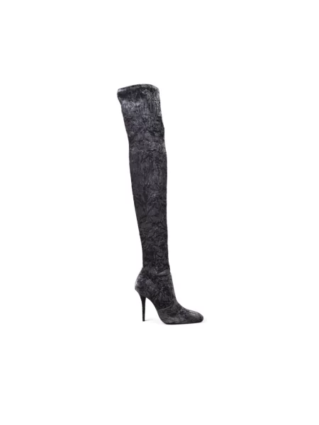 Kozaki Saint Laurent skórzane szare