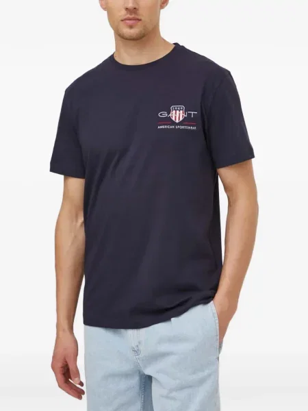 Tricou Gant cu broderie albastru