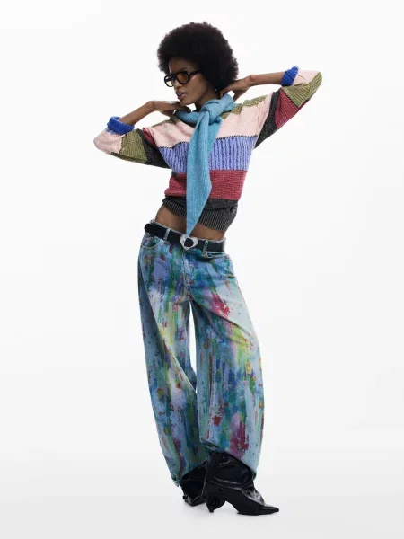 Desigual Jeans albastru denim / galben / verde roșu