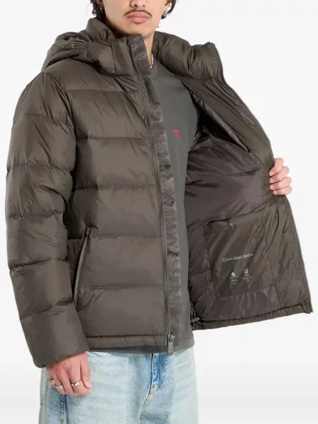 Geacă Calvin Klein cu glugă gri